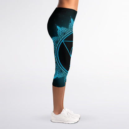 Vishuddha Chakra Symbol Print Women's Capri Leggings