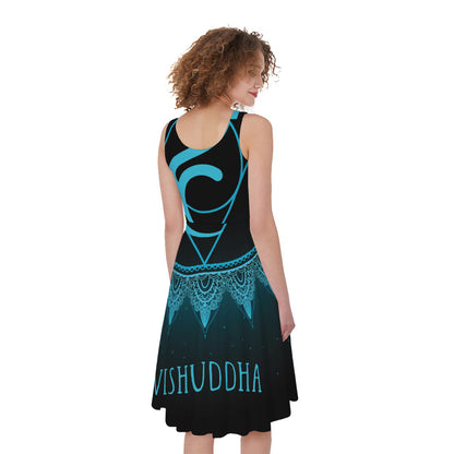 Vishuddha Chakra Symbol Print Women's Sleeveless Dress