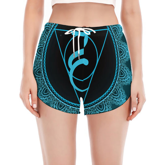 Vishuddha Chakra Symbol Print Women's Split Running Shorts