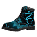 Vishuddha Chakra Symbol Print Padded Collar Lace Up Boots
