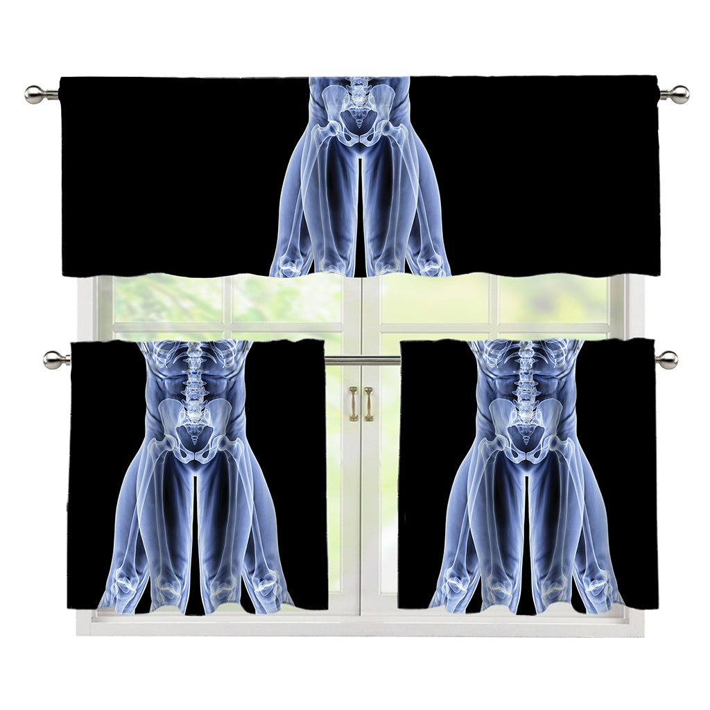 Vitruvian Man X-Ray Print 3 Piece Kitchen Curtains