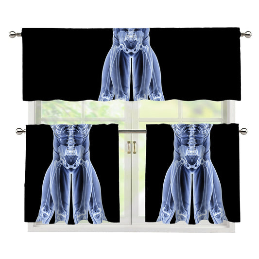 Vitruvian Man X-Ray Print 3 Piece Kitchen Curtains