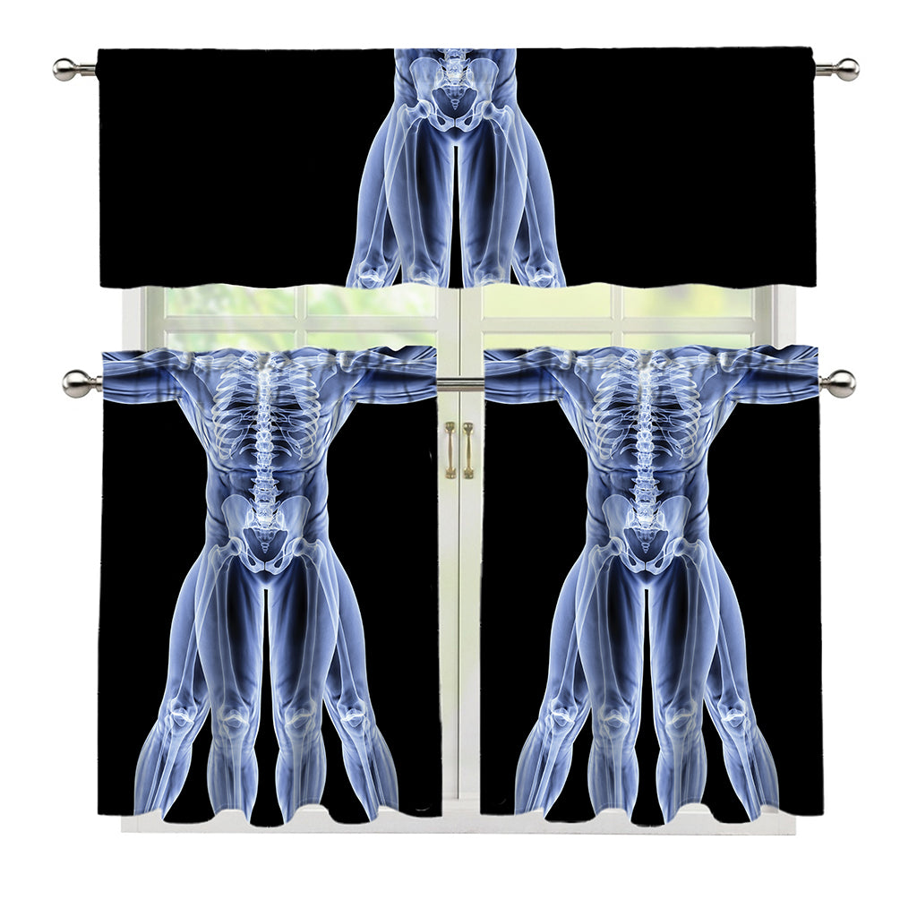 Vitruvian Man X-Ray Print 3 Piece Kitchen Curtains
