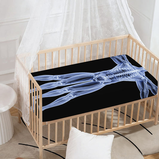 Vitruvian Man X-Ray Print Baby Crib Sheet