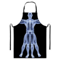 Vitruvian Man X-Ray Print Bib Apron With Pocket