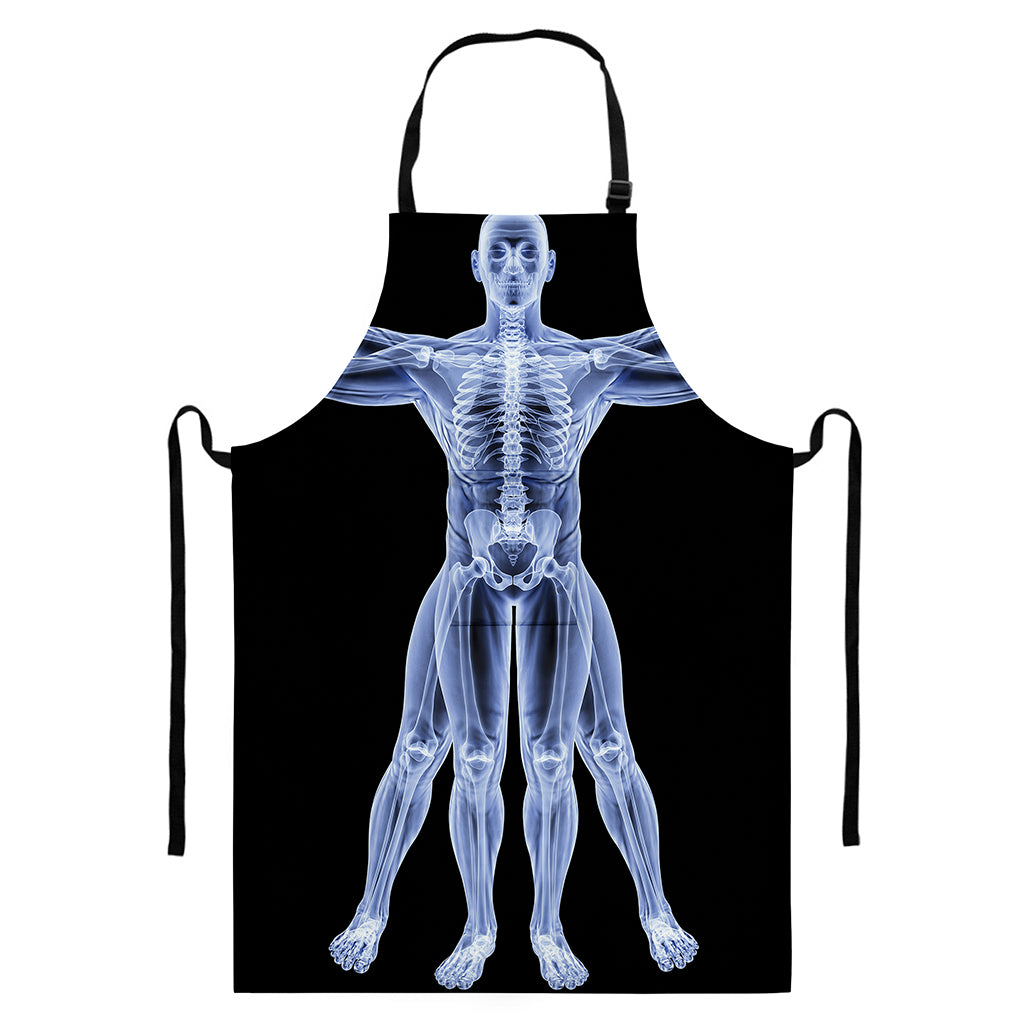 Vitruvian Man X-Ray Print Bib Apron With Pocket