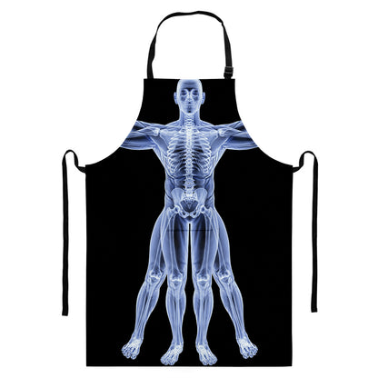 Vitruvian Man X-Ray Print Bib Apron With Pocket