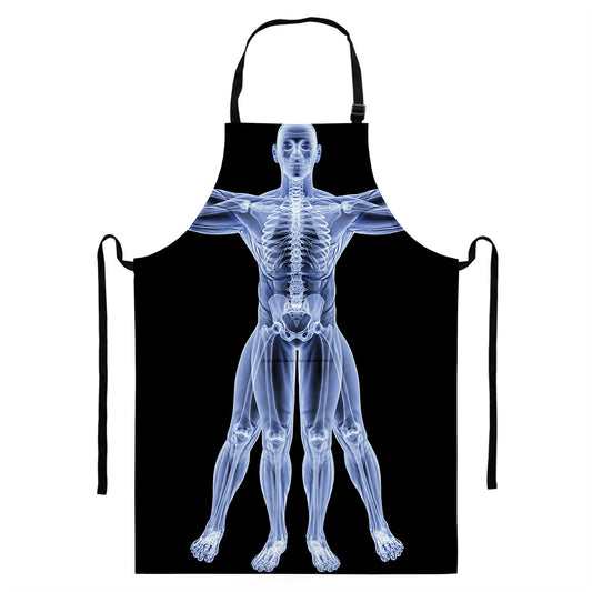 Vitruvian Man X-Ray Print Bib Apron With Pocket