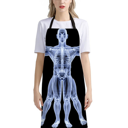 Vitruvian Man X-Ray Print Bib Apron With Pocket
