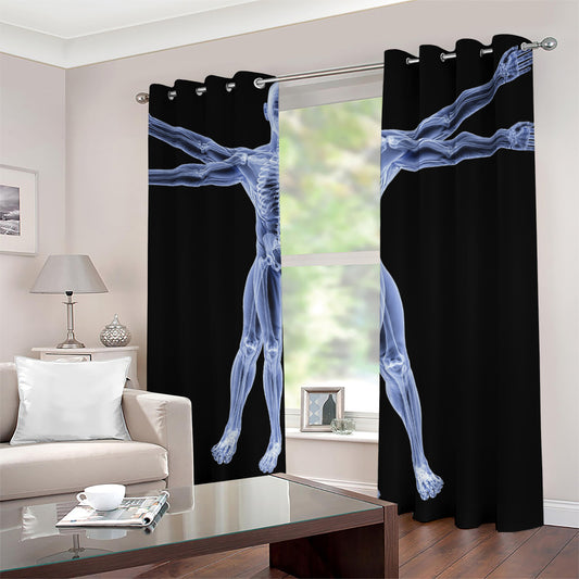 Vitruvian Man X-Ray Print Blackout Grommet Curtains