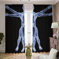 Vitruvian Man X-Ray Print Dimout Pencil Pleat Curtains