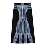 Vitruvian Man X-Ray Print Cotton Front Slit Maxi Skirt