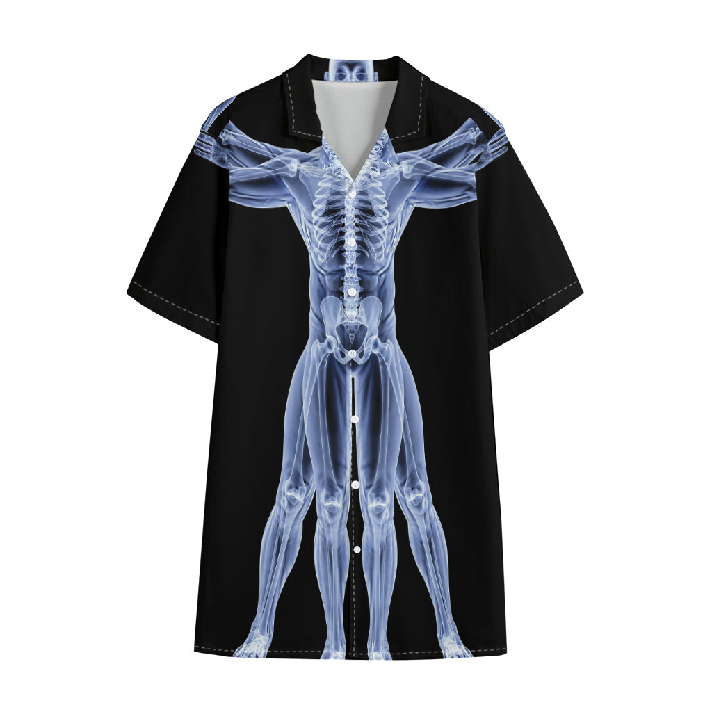 Vitruvian Man X-Ray Print Cotton Hawaiian Shirt
