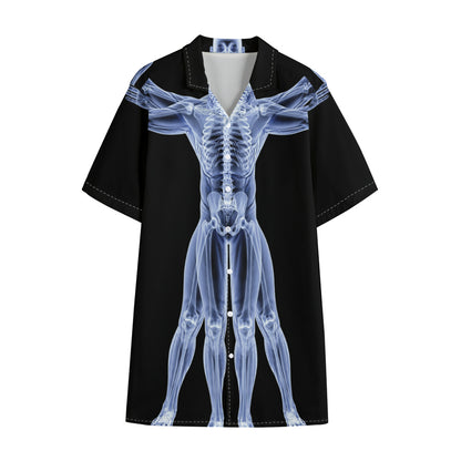 Vitruvian Man X-Ray Print Cotton Hawaiian Shirt