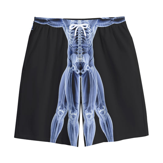 Vitruvian Man X-Ray Print Cotton Shorts