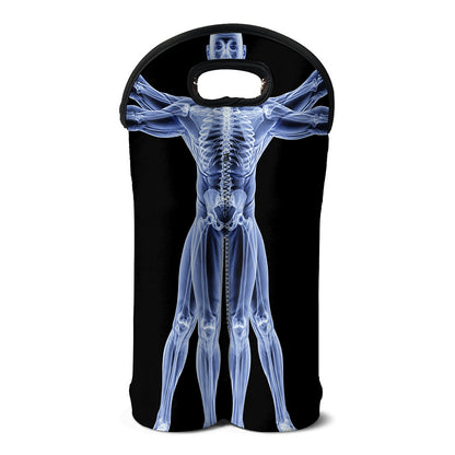 Vitruvian Man X-Ray Print Double Neoprene Wine Tote