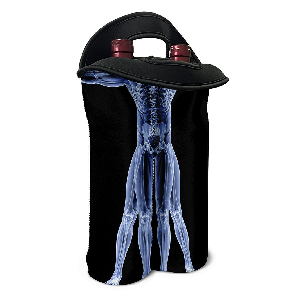 Vitruvian Man X-Ray Print Double Neoprene Wine Tote