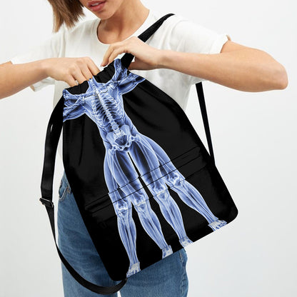 Vitruvian Man X-Ray Print Drawstring Backpack