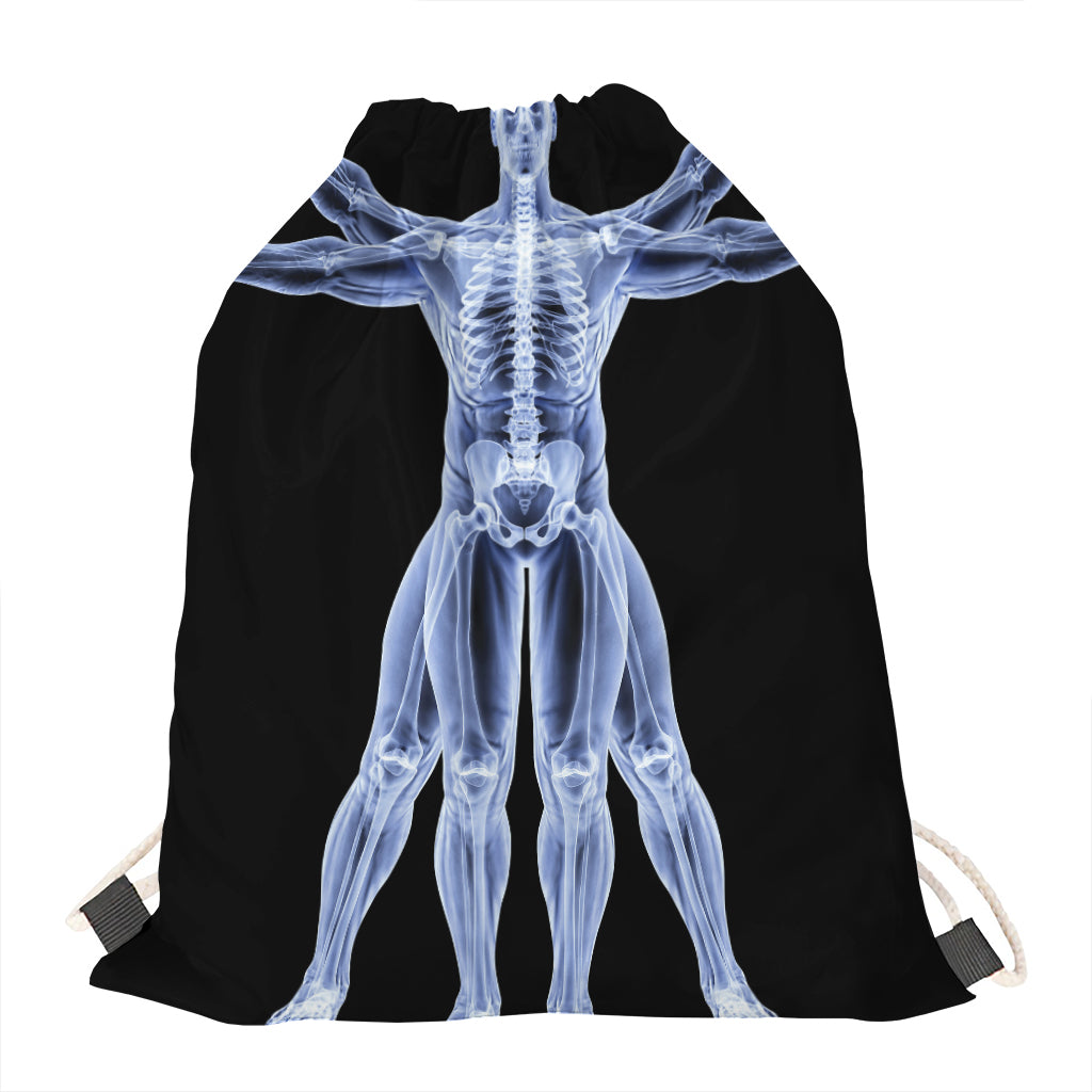 Vitruvian Man X-Ray Print Drawstring Bag