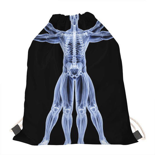 Vitruvian Man X-Ray Print Drawstring Bag
