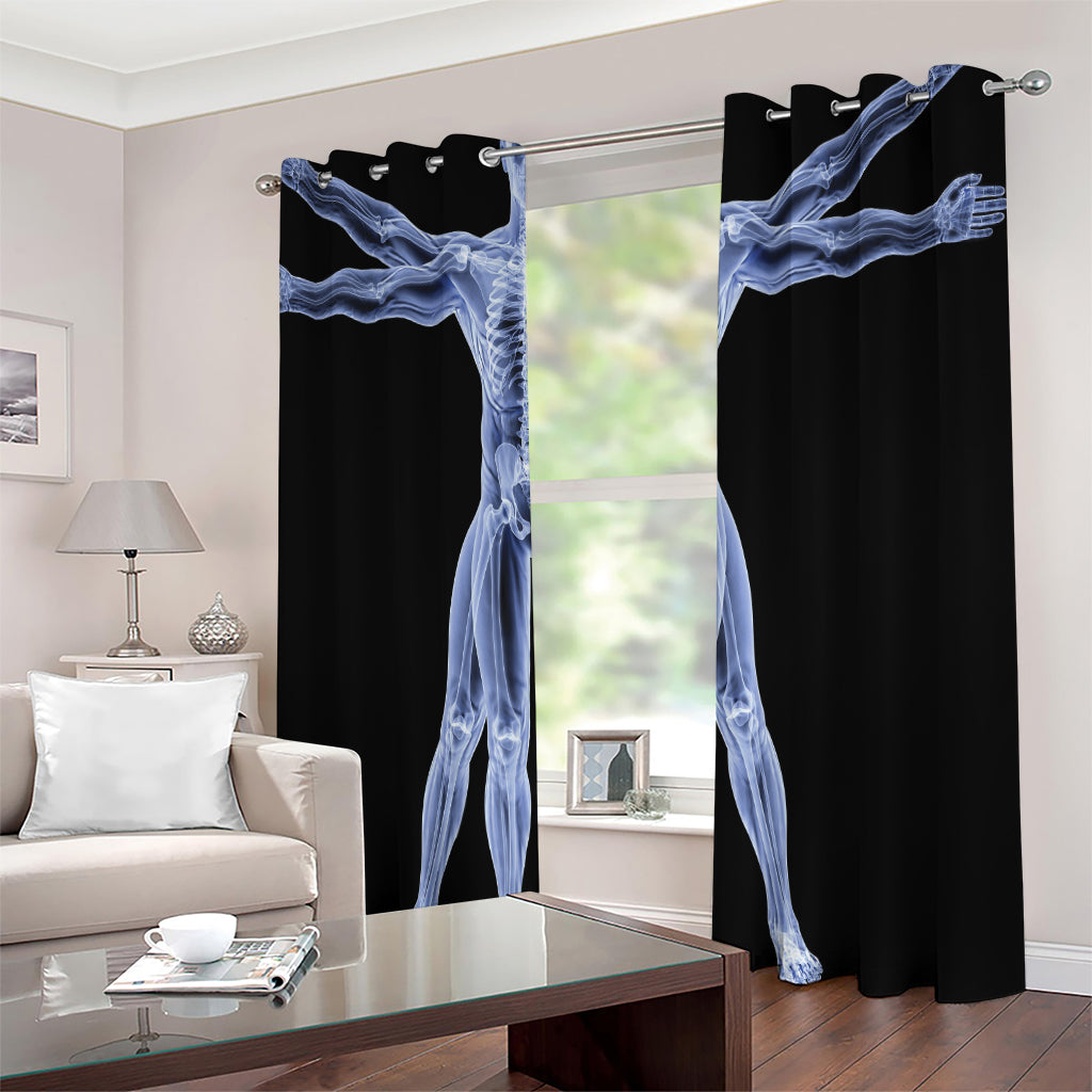 Vitruvian Man X-Ray Print Extra Wide Grommet Curtains