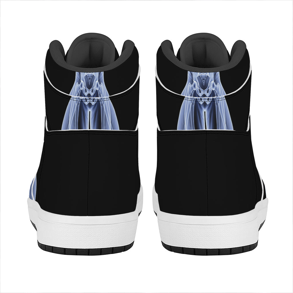 Vitruvian Man X-Ray Print High Top Leather Sneakers