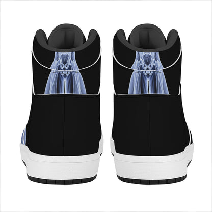 Vitruvian Man X-Ray Print High Top Leather Sneakers