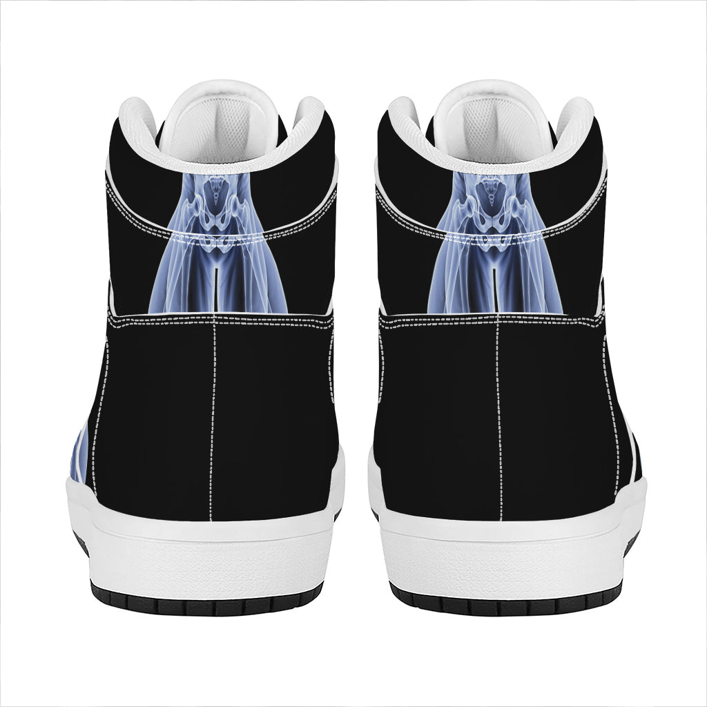 Vitruvian Man X-Ray Print High Top Leather Sneakers