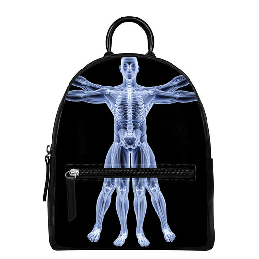 Vitruvian Man X-Ray Print Leather Backpack