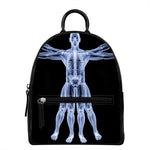 Vitruvian Man X-Ray Print Leather Backpack