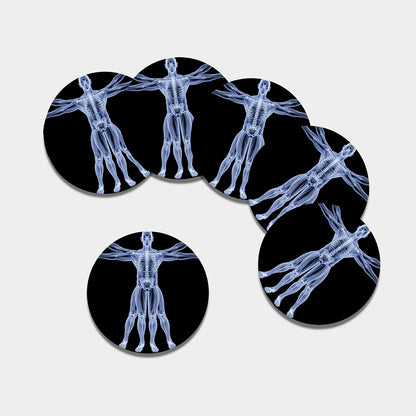 Vitruvian Man X-Ray Print Leather Coaster Set