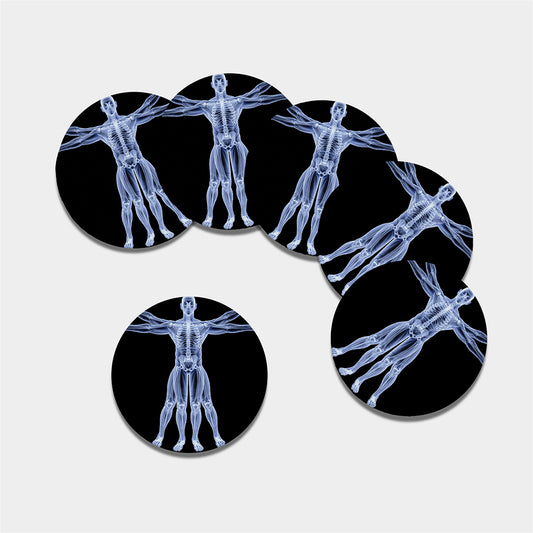 Vitruvian Man X-Ray Print Leather Coaster Set