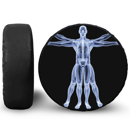 Vitruvian Man X-Ray Print Leather Spare Tire Cover