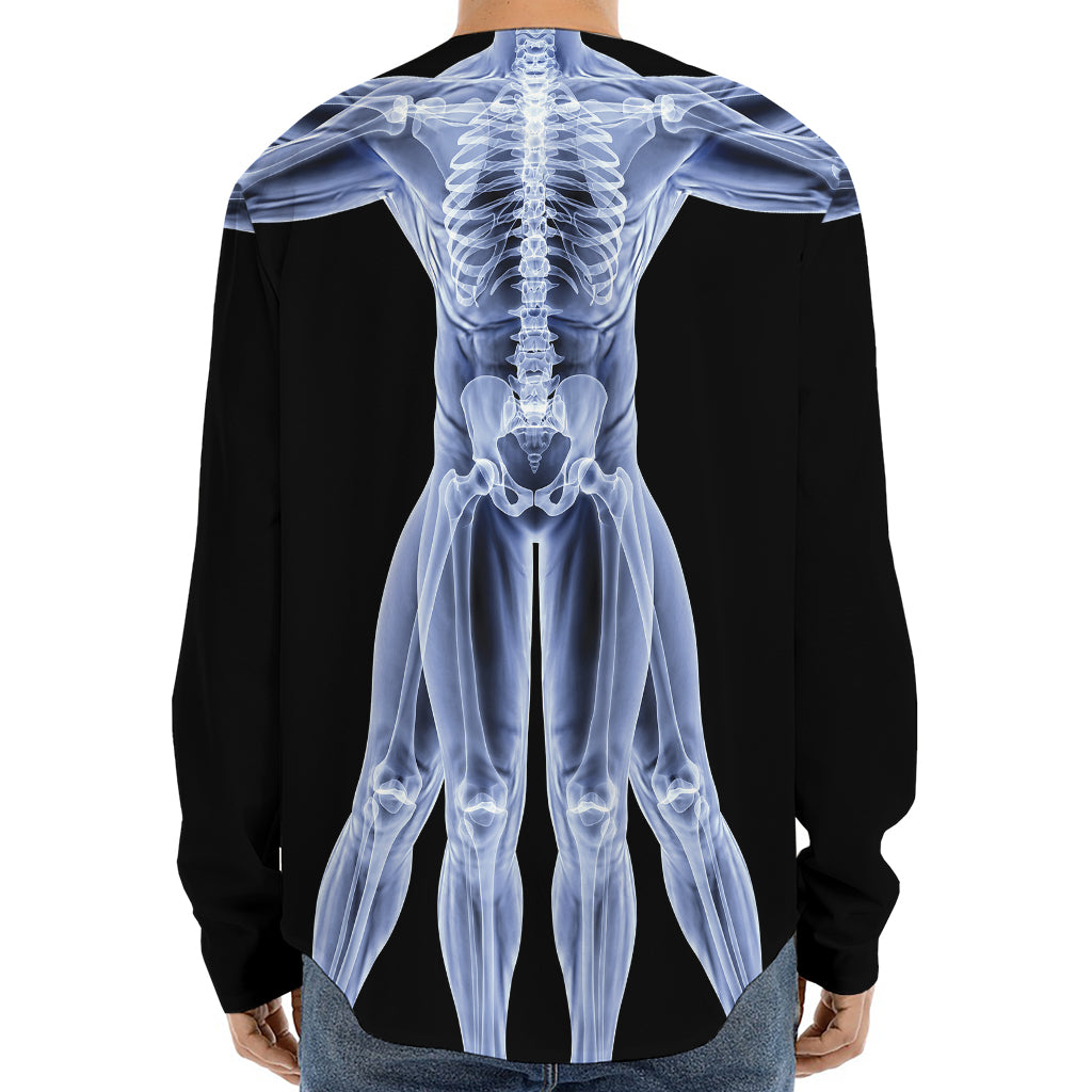 Vitruvian Man X-Ray Print Long Sleeve Baseball Jersey