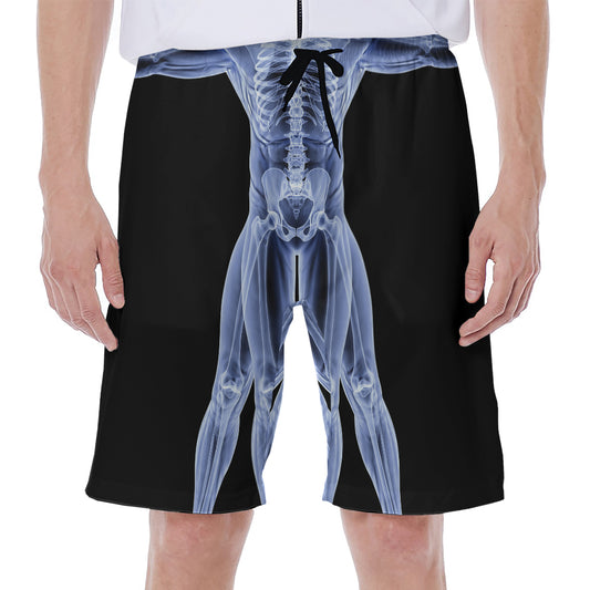 Vitruvian Man X-Ray Print Men's Beach Shorts
