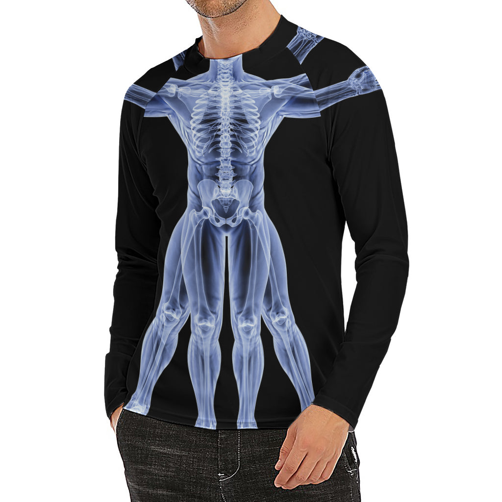 Vitruvian Man X-Ray Print Men's Long Sleeve Rash Guard