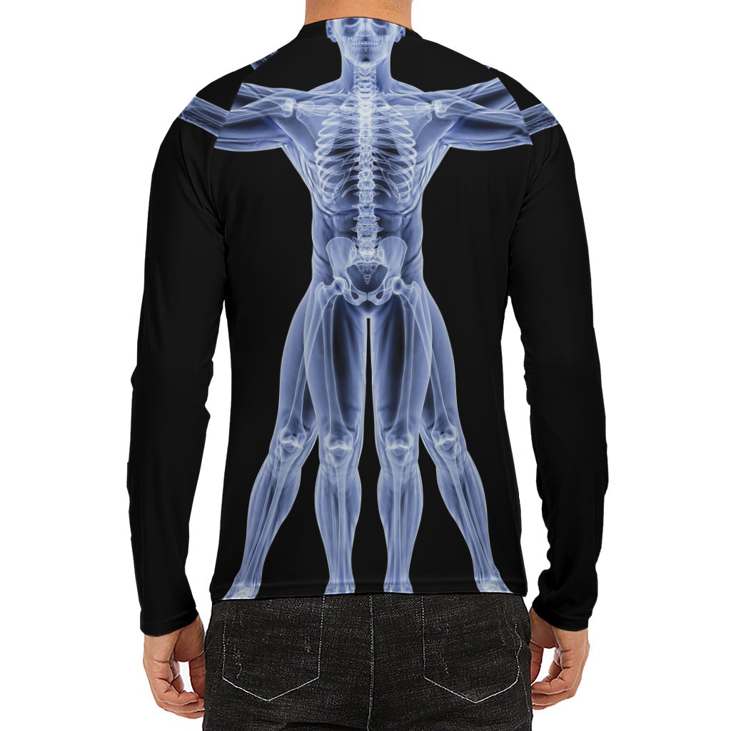 Vitruvian Man X-Ray Print Men's Long Sleeve Rash Guard