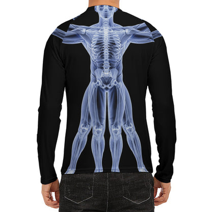 Vitruvian Man X-Ray Print Men's Long Sleeve Rash Guard