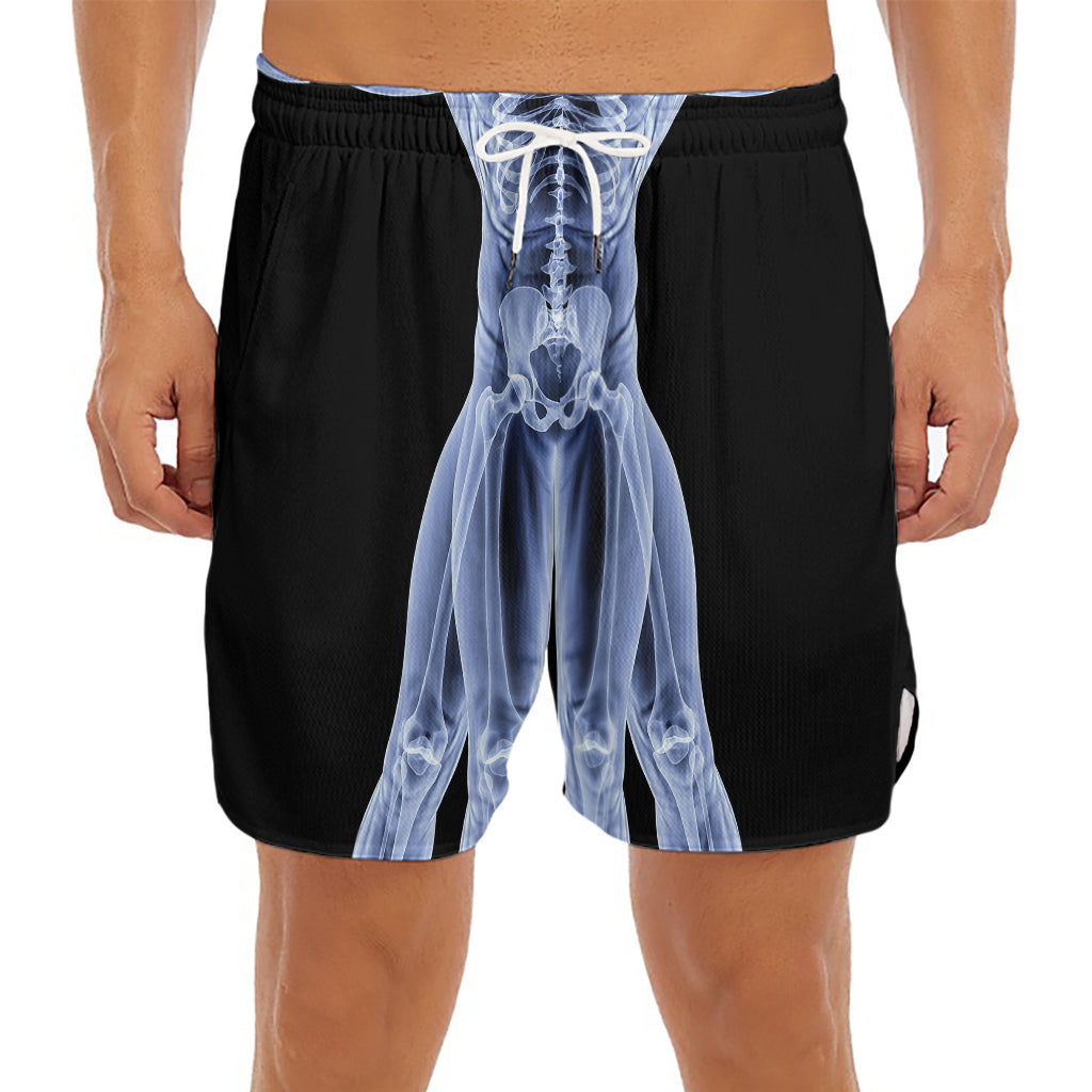Vitruvian Man X-Ray Print Men's Split Running Shorts