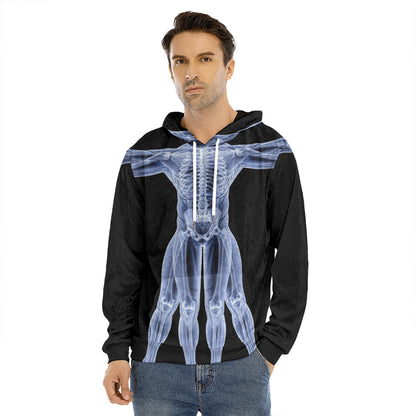 Vitruvian Man X-Ray Print Men's Velvet Pullover Hoodie