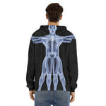Vitruvian Man X-Ray Print Men's Velvet Pullover Hoodie