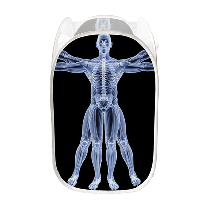 Vitruvian Man X-Ray Print Mesh Laundry Hamper