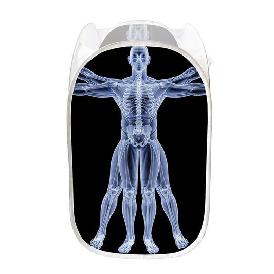 Vitruvian Man X-Ray Print Mesh Laundry Hamper