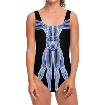 Vitruvian Man X-Ray Print One Piece Swimsuit