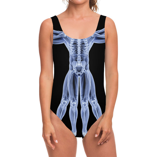 Vitruvian Man X-Ray Print One Piece Swimsuit