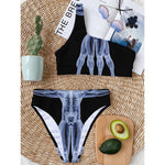 Vitruvian Man X-Ray Print One Shoulder Bikini Top