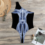 Vitruvian Man X-Ray Print One Shoulder Bodysuit