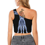 Vitruvian Man X-Ray Print One Shoulder Crop Top