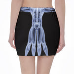 Vitruvian Man X-Ray Print Pencil Mini Skirt