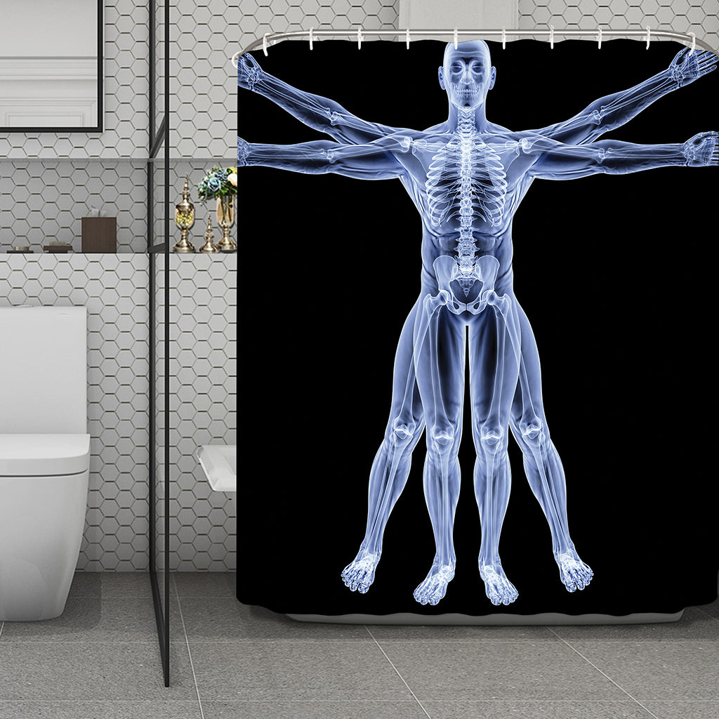 Vitruvian Man X-Ray Print Polyester Shower Curtain